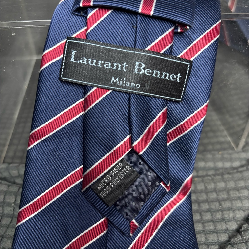 Navy and Red Striped Micro Fiber Tie